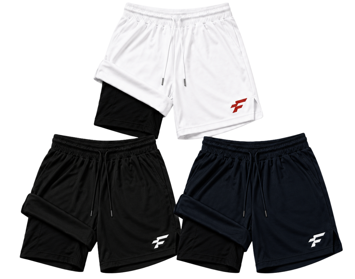 Kit 3 Bermudas 2 em 1 Performance